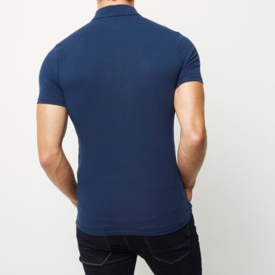 Navy muscle fit polo shirt